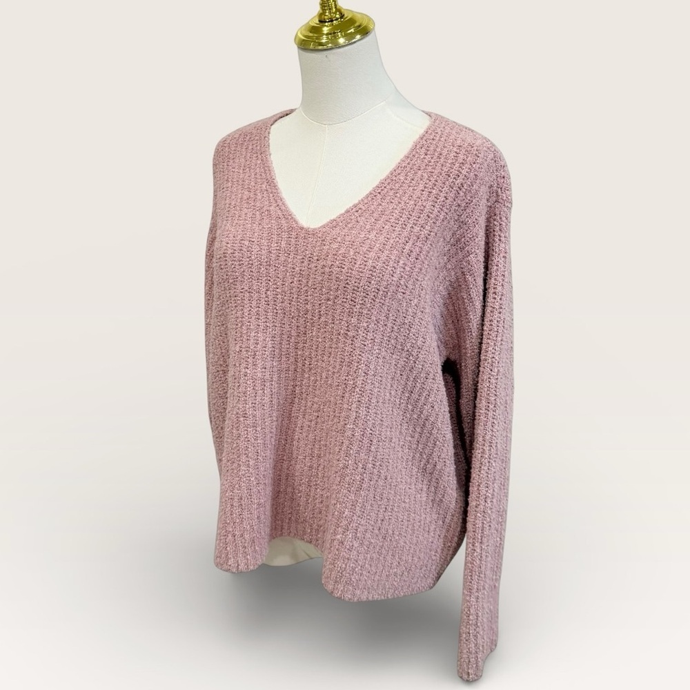 Eileen Fisher Women’s Organic Cotton Cashmere Fluff V-Neck Sweater Opal Pink NWT - Picture 8 of 13